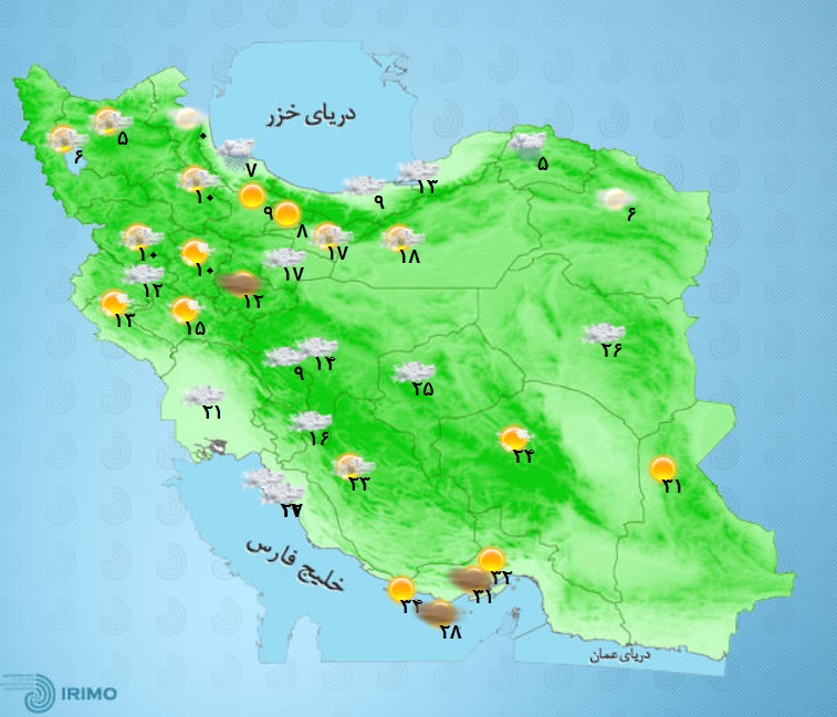 وضعیت آب و هوا، امروز ۲۴ اسفند ۱۴۰۰ / ورود توده گرد و خاک از غرب کشور