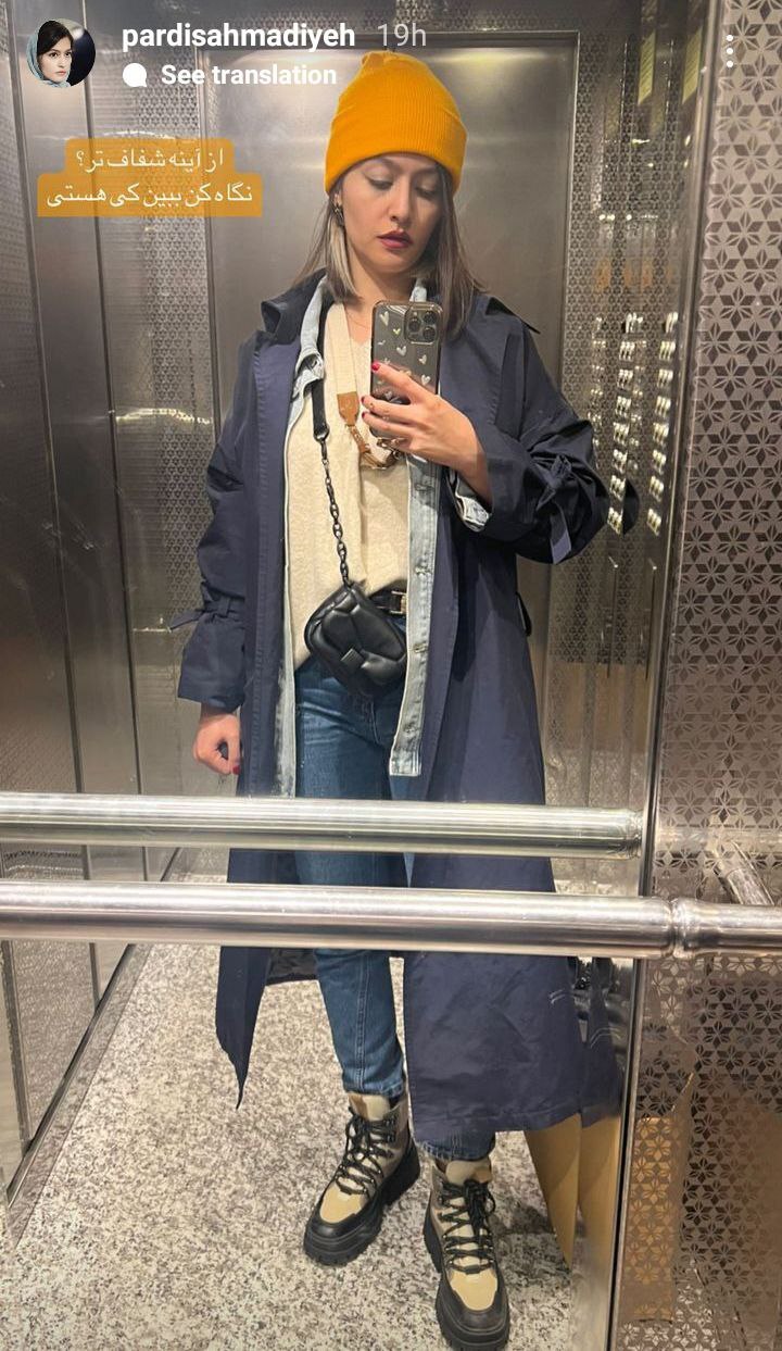 استوری آسانسوریِ خانم بازیگر با یک استایل جذاب/عکس
