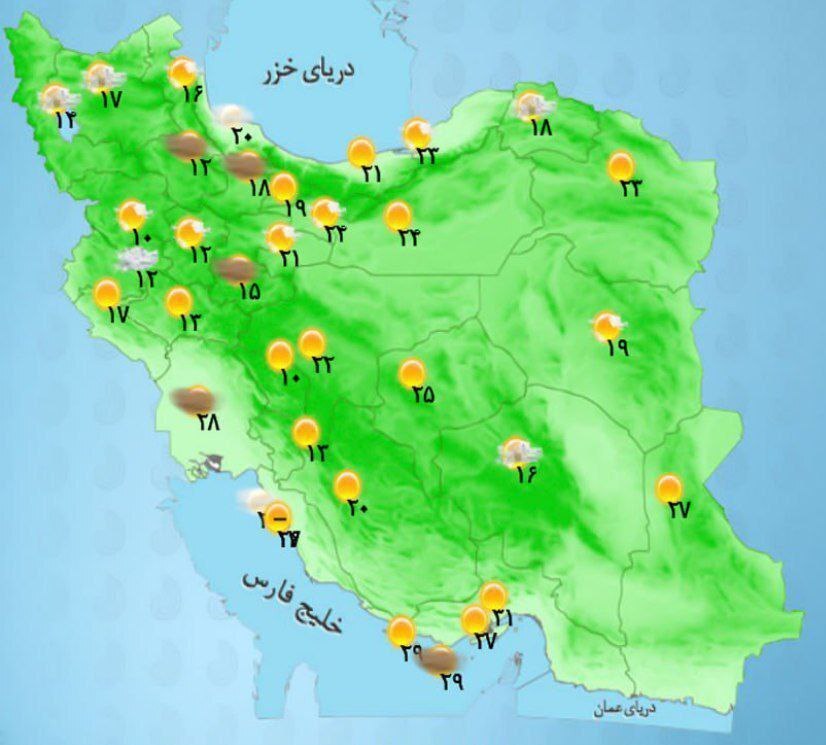 وضعیت آب و هوا، امروز ۲ خرداد ۱۴۰۲ / افزایش دما در نوار جنوبی کشور از فردا