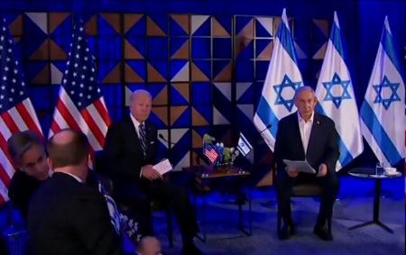 بایدن در دیدار با نتانیاهو: دیروز از خبر انفجار بیمارستان بسیار ناراحت شدم اما به نظر می‌رسد کار شما نبوده!
