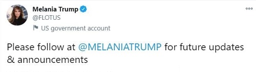 خداحافظی ملانیا ترامپ با اکانت توئیتری بانوی اول