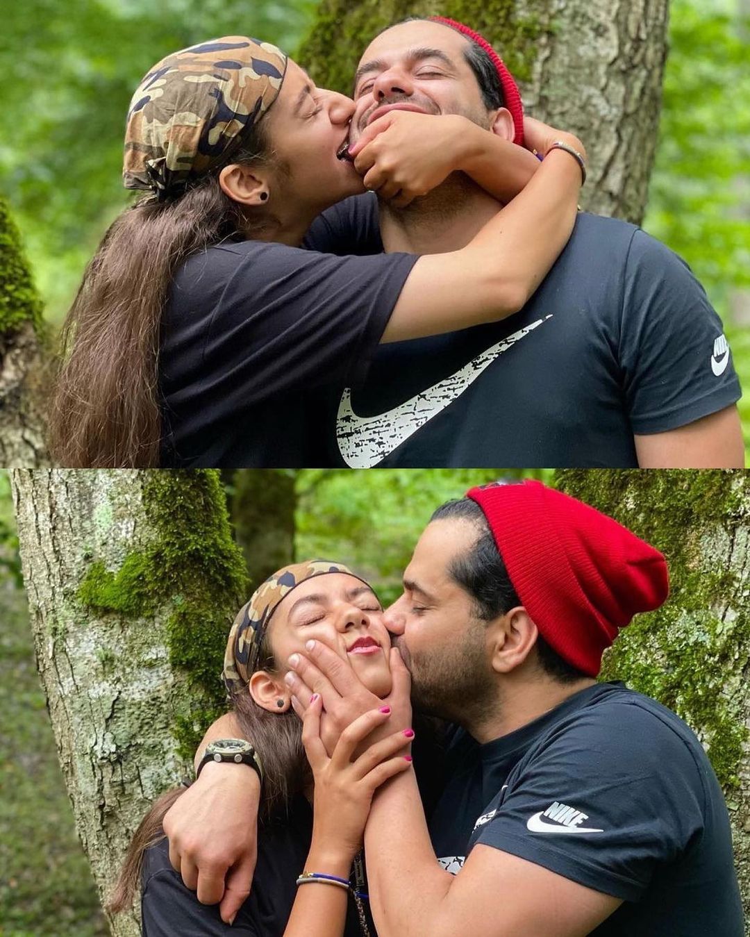 عکس خصوصی بوسیدن دختر توسط آقای خواننده