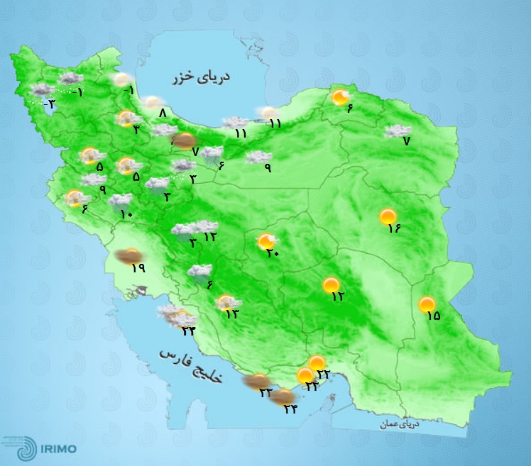 وضعیت آب و هوا، امروز ۷ بهمن ۱۴۰۰ / بارش برف و باران در بیشتر استان‌ها
