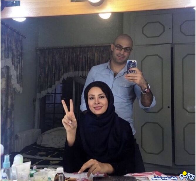خانم بازیگر و همسرش در پشت صحنه فیلم+عکس
