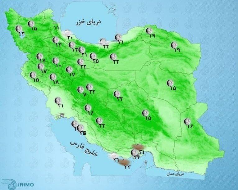 وضعیت آب و هوا، امروز ۴ مهر ۱۴۰۰ / بارش پراکنده باران در ارتفاعات شرق تهران