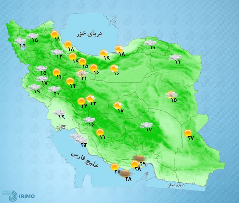 وضعیت آب و هوا، امروز ۲۹ فروردین ۱۴۰۱ / رگبار باران و وزش باد شدید در ۷ استان
