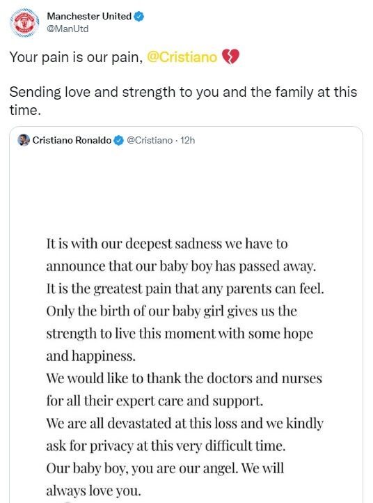 پیام احساسی باشگاه منچستریونایتد برای رونالدو