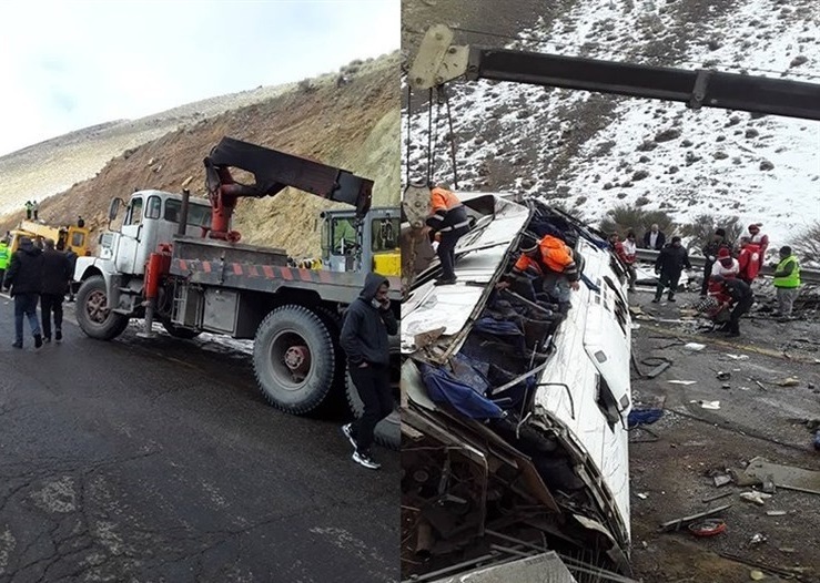 تصادف کامیون با اتوبوس کارکنان یک کارخانه در استان مرکزی / ۵ نفر کشته و ۱۴ تن مصدوم شدند
