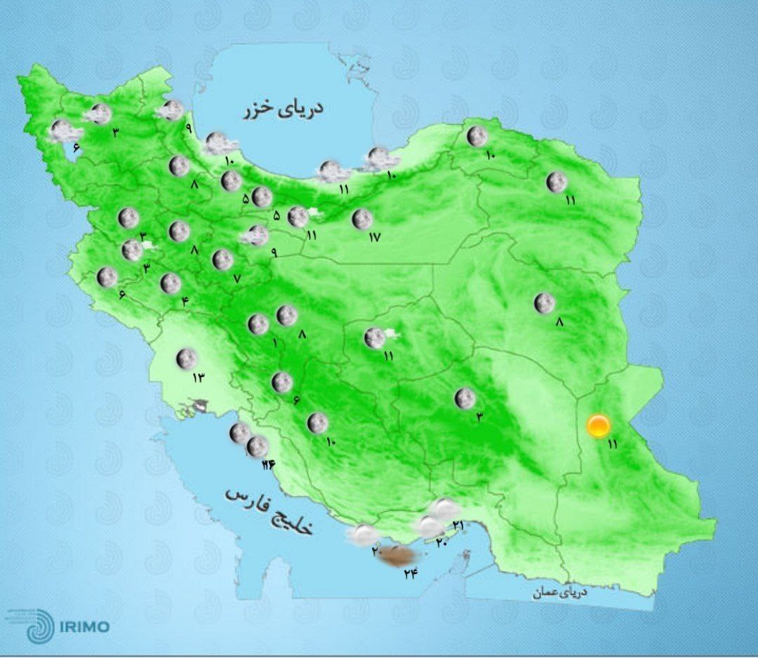 وضعیت آب و هوا، امروز ۱۴ اسفند ۱۴۰۱ وقوع گرم باد در استان‌های ساحلی خزر