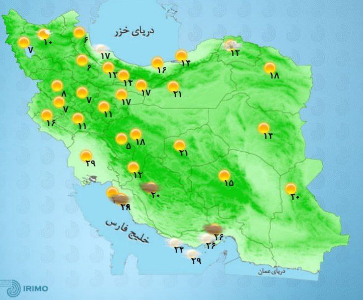وضعیت آب و هوا، امروز ۲۹ اردیبهشت ۱۴۰۱ / جولان گرد و خاک در نقاط مختلف کشور