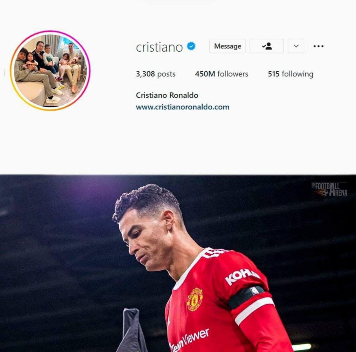 کریستیانو رونالدو در اینستاگرام در حال رکوردشکنی