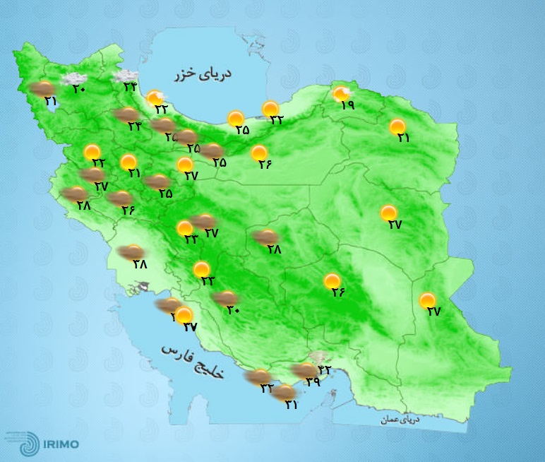 وضعیت آب و هوا، امروز ۲ خرداد ۱۴۰۱ / رگبار باران و وزش باد شدید در کشور/ نفوذ گرد و غبار از کشور همسایه