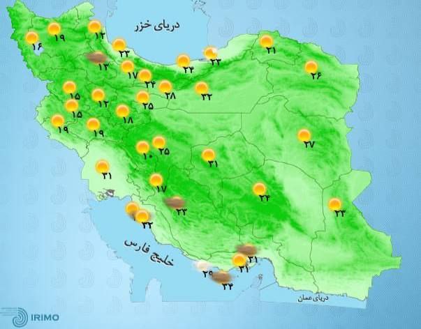 وضعیت آب و هوا، امروز ۷ تیر ۱۴۰۱ / وقوع توفان شن در زابل / دمای هوای امروز تهران به ۴۱ درجه می‌رسد