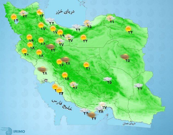 وضعیت آب و هوا، امروز ۵ مرداد ۱۴۰۱ / تداوم بارش‌های موسمی تابستانه در کشور/هوای تهران از جمعه خنک می‌شود