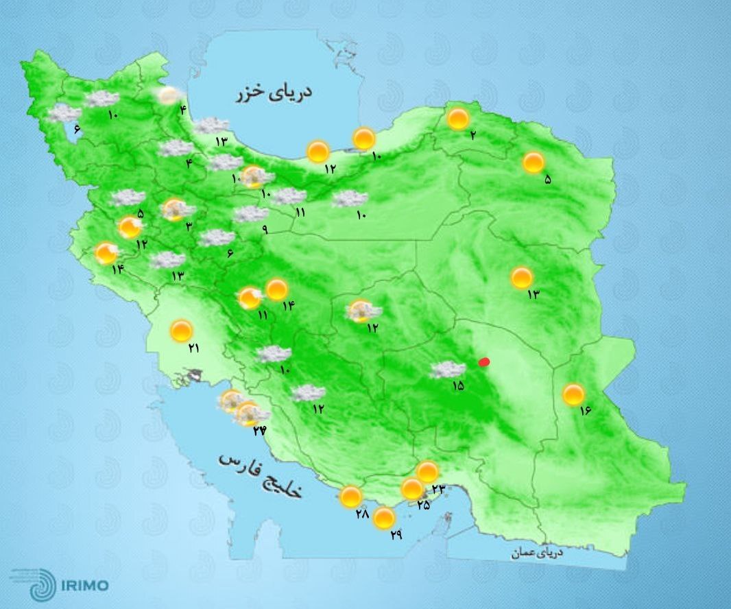 وضعیت آب و هوا، امروز ۱۹ آبان ۱۴۰۱ / «رگبار پراکنده» در ۲۰ استان کشور / خیزش «گرد و خاک» در مناطق مستعد