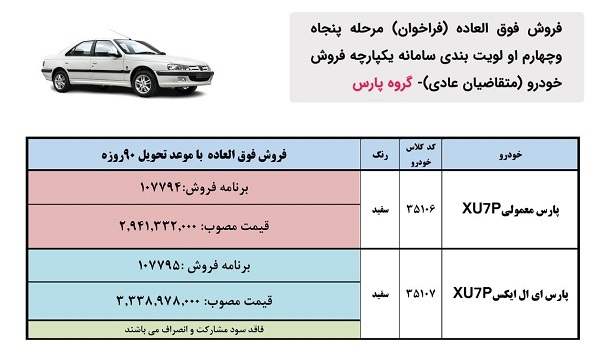عیدی ایران خودرو مشخص شد/ ثبت نام پژو پارس بدون قرعه کشی با قیمت کارخانه+ جدول
