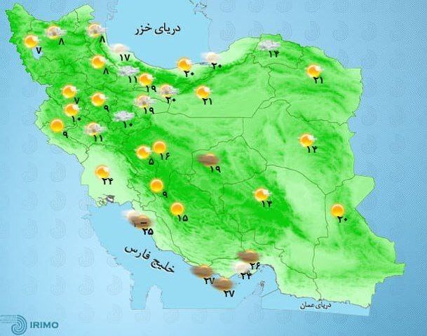 وضعیت آب و هوا، امروز ۱۱ اردیبهشت ۱۴۰۲ / وزش باد شدید و خیزش گرد و خاک در برخی نقاط کشور/ رگبار پراکنده و رعد و برق در ۳ استان