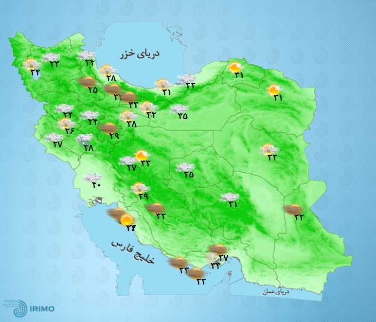 وضعیت آب و هوا، امروز ۴ خرداد ۱۴۰۲ / وزش باد و خیزش گرد و خاک در استان‌های شرقی و غربی کشور