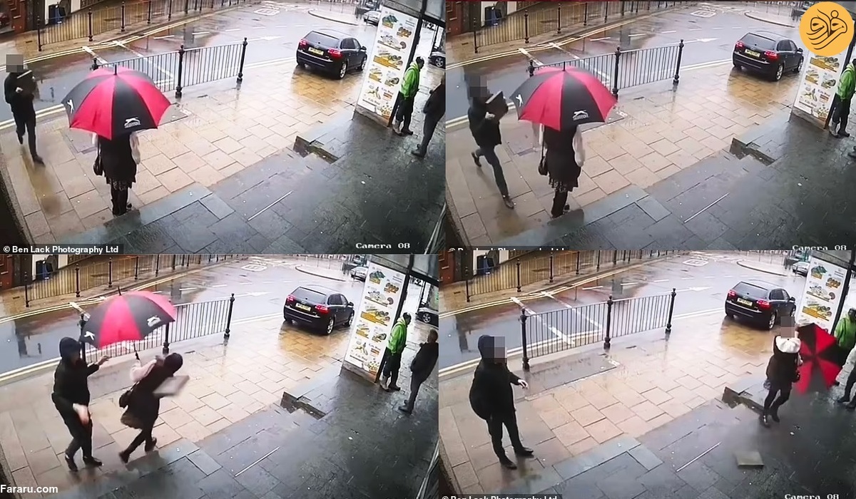 (ویدئو) حمله با موزاییک بتنی به سر یک زن محجبه