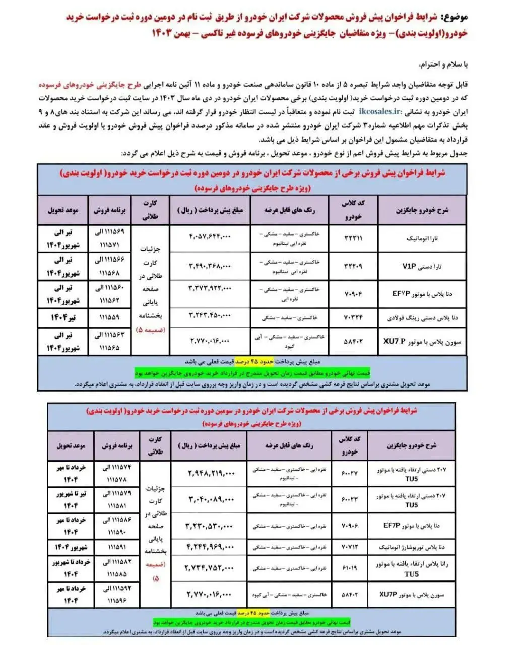 پیش فروش ایران خودرو