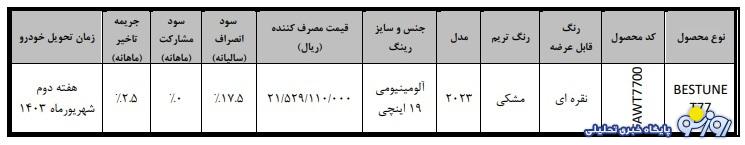 فروش ویژه خودرو بستیون از 19 تیرماه آغاز می شود+ قیمت