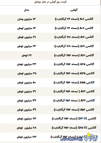 قیمت گوشی سامسونگ، شیائومی و آیفون امروز سه‌شنبه ۲۳ دی ۱۴۰۴