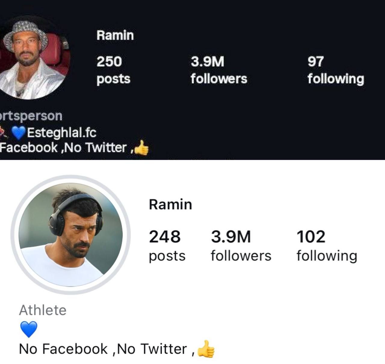 حرکت جنجالی رامین رضاییان/حذف نام استقلال در بیوی اینستاگرام