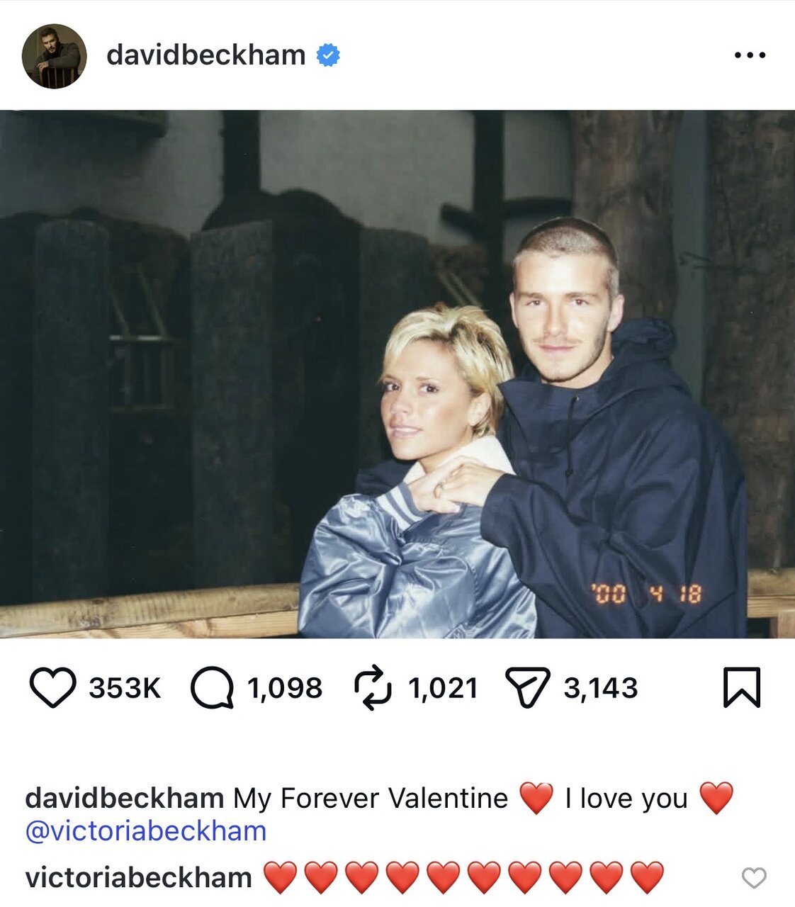 عکس | عاشقانه‌های بکام و ویکتوریا در روز ولنتاین