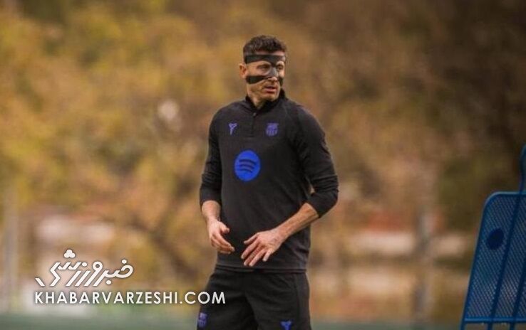 چهره مهاجم بارسلونا ترسناک شد +عکس