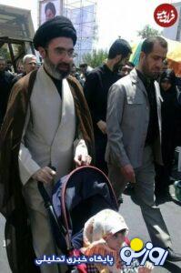 عکسی از آیت الله سیدمجتبی خامنه‌ای به همراه دختر خردسالش
