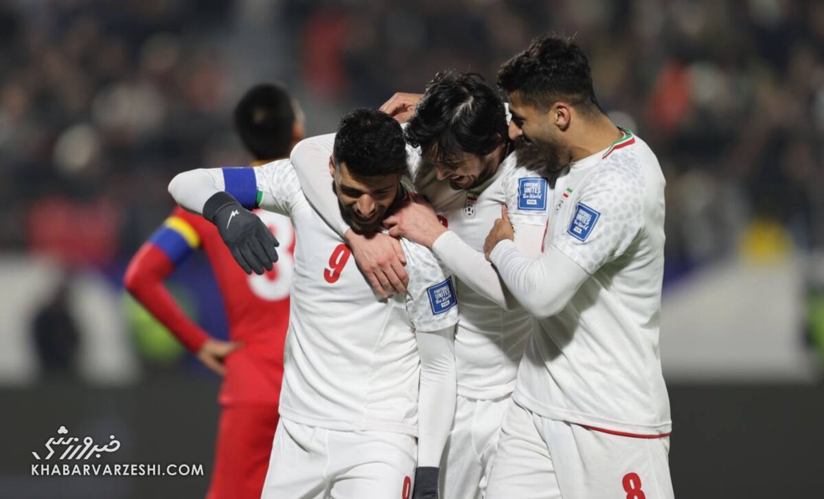 شادی گل بازیکنان تیم ملی ایران در دیدار مقابل قرقیزستان