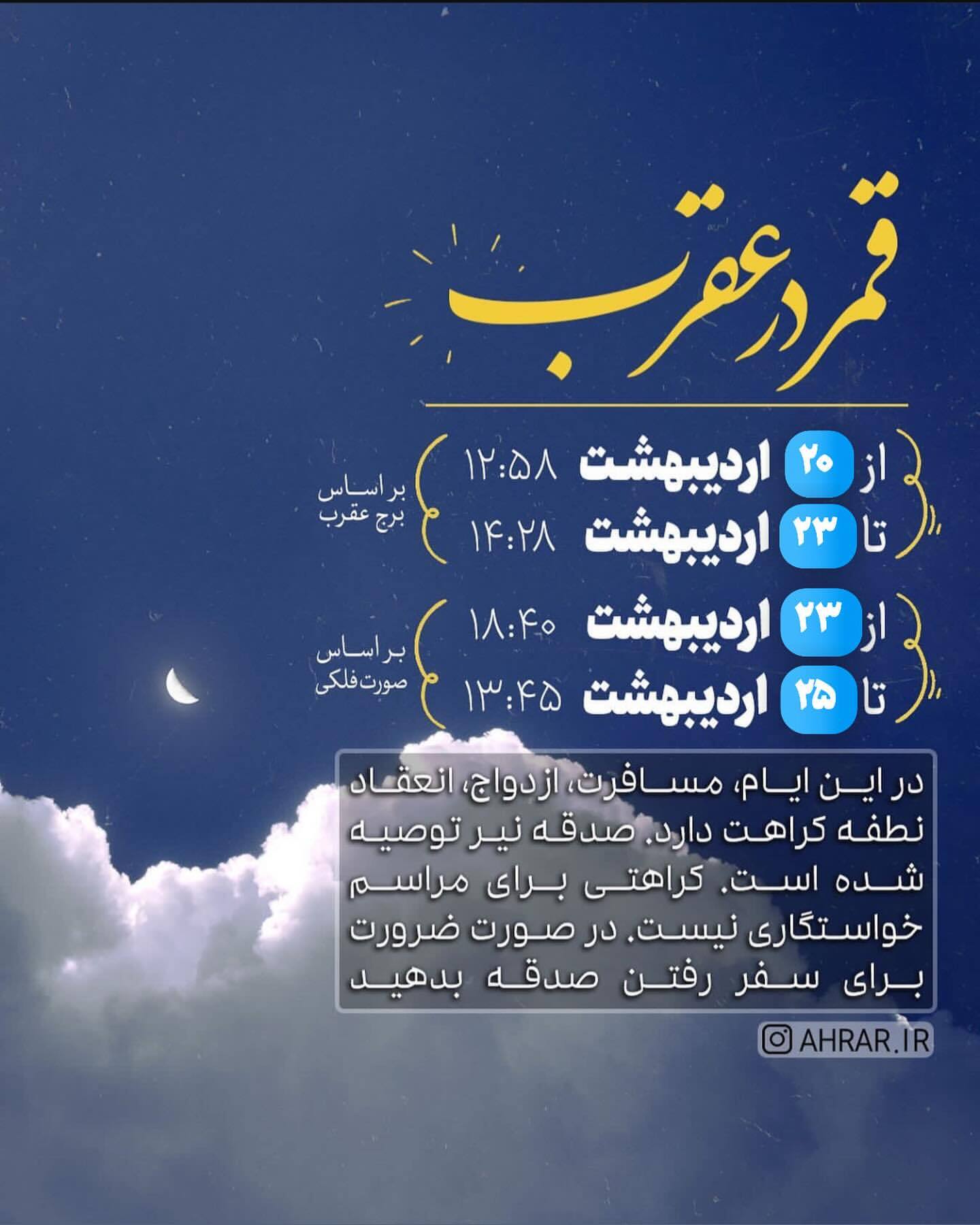 روزهای قمر در عقرب در سال 1404