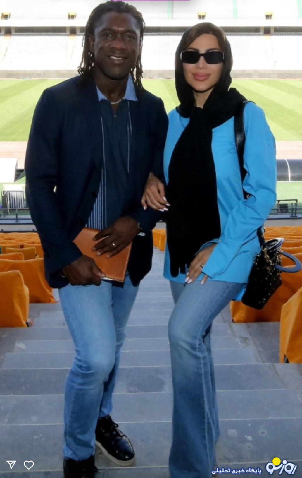 عکس سیدورف و زن زیبایش، سوفیا مکرمتی در ورزشگاه آزادی/عکس