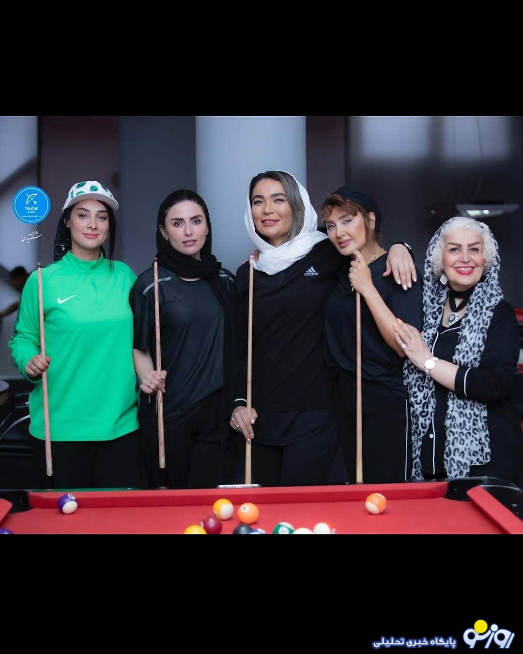 تصاویر جالب بیلیارد بازی کردنِ بازیگر جنجالی شام ایرانی/عکس