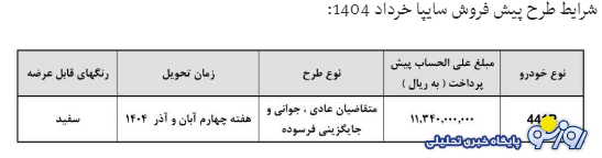 طرح پیش فروش سایپا خرداد ۱۴۰۴