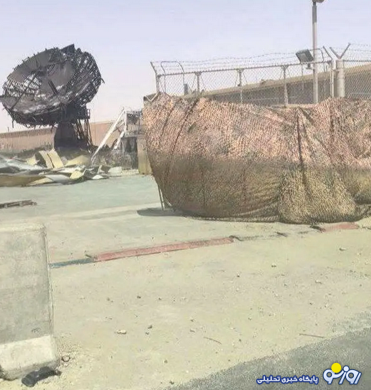 انتشار تصاویر جدید از رادار منهدم شده آمریکایی در پایگاه العدید انتشار تصاویر جدید از رادار منهدم شده آمریکایی در پایگاه العدید