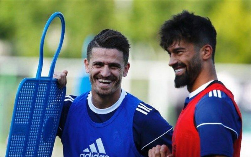 عکس از رامین رضاییان و وریا غفوری در تمرین تیم ملی ایران