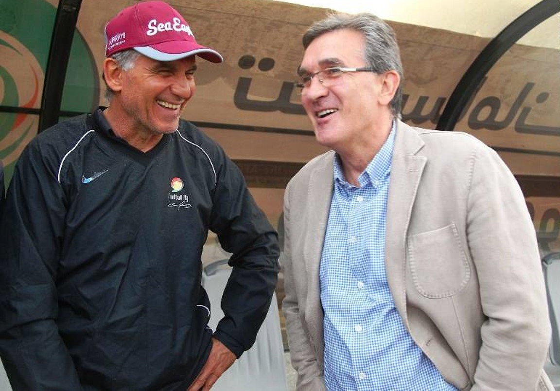 برانکو ایوانکوویچ سرمربی وقت پرسپولیس تهران - کارلوس کیروش سرمربی تیم ملی ایران - لیگ برتر ایران