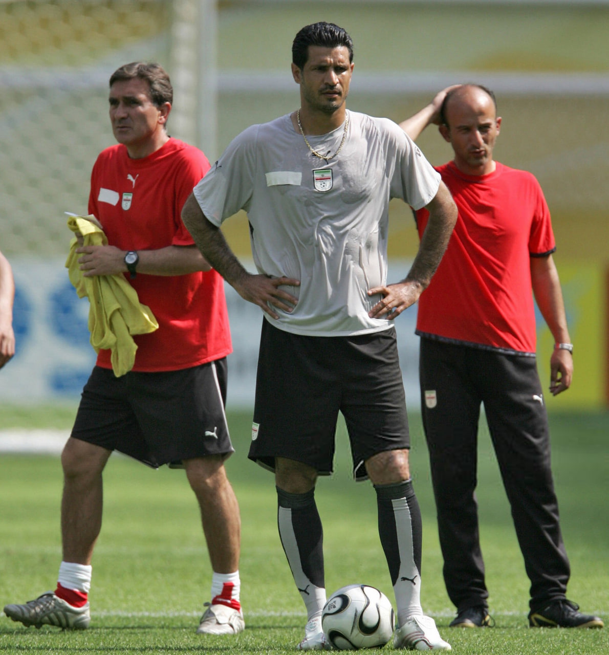 برانکو ایوانکوویچ سرمربی تیم ملی ایران در سال 2006 - علی دایی مهاجم تیم ملی ایران در جام جهانی آلمان - رضا چلنگر مترجم تیم ملی ایران- لیگ برتر ایران - جام جهانی