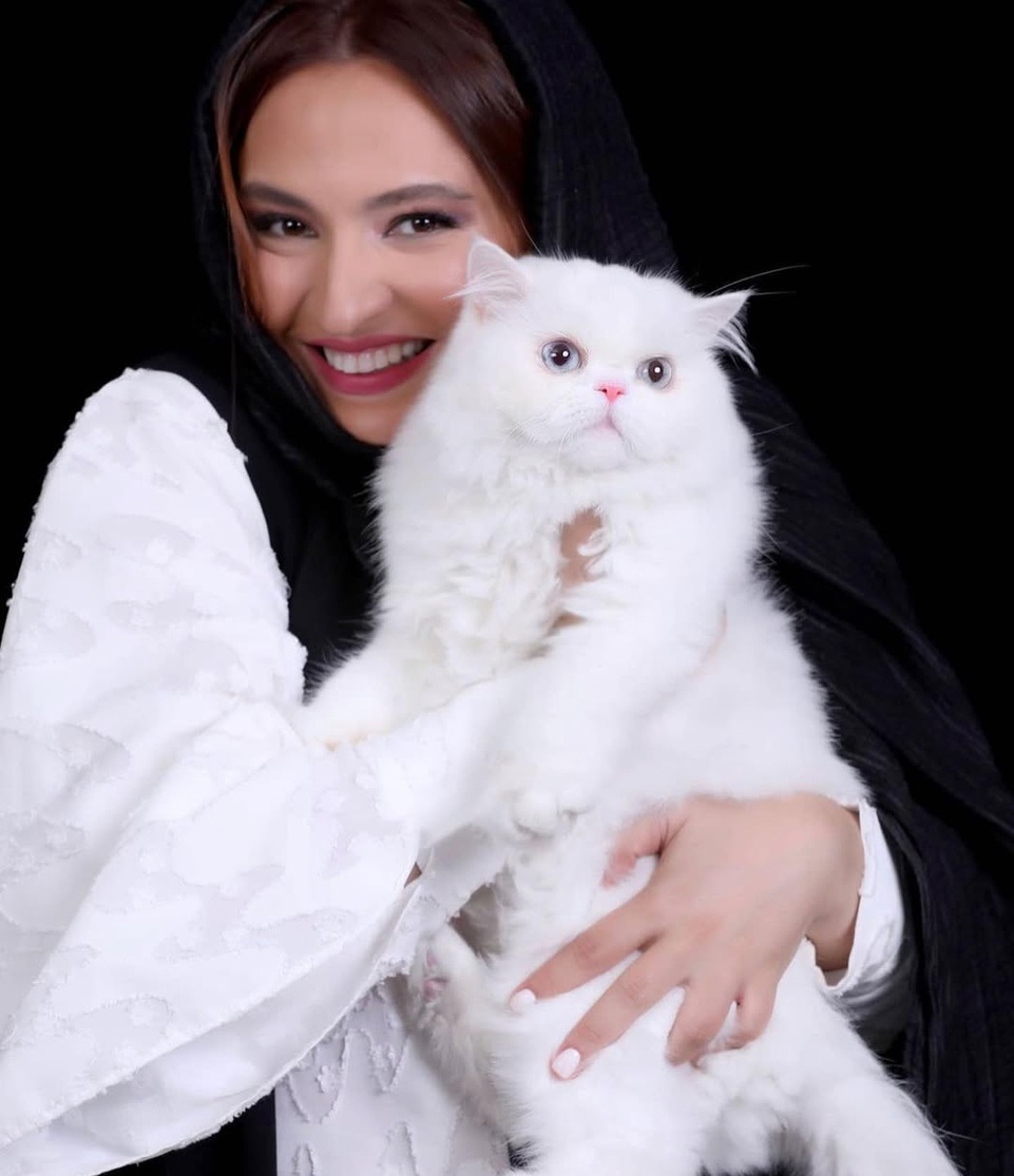 گربه سفید و پشمالوی گلاره عباسی دل همه را برد! گربه سفید و پشمالوی گلاره عباسی دل همه را برد!