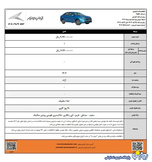 فروش ویژه نیمه دوم مرداد محصولات کرمان موتور به همراه سرویس‌های دوره‌ای رایگان