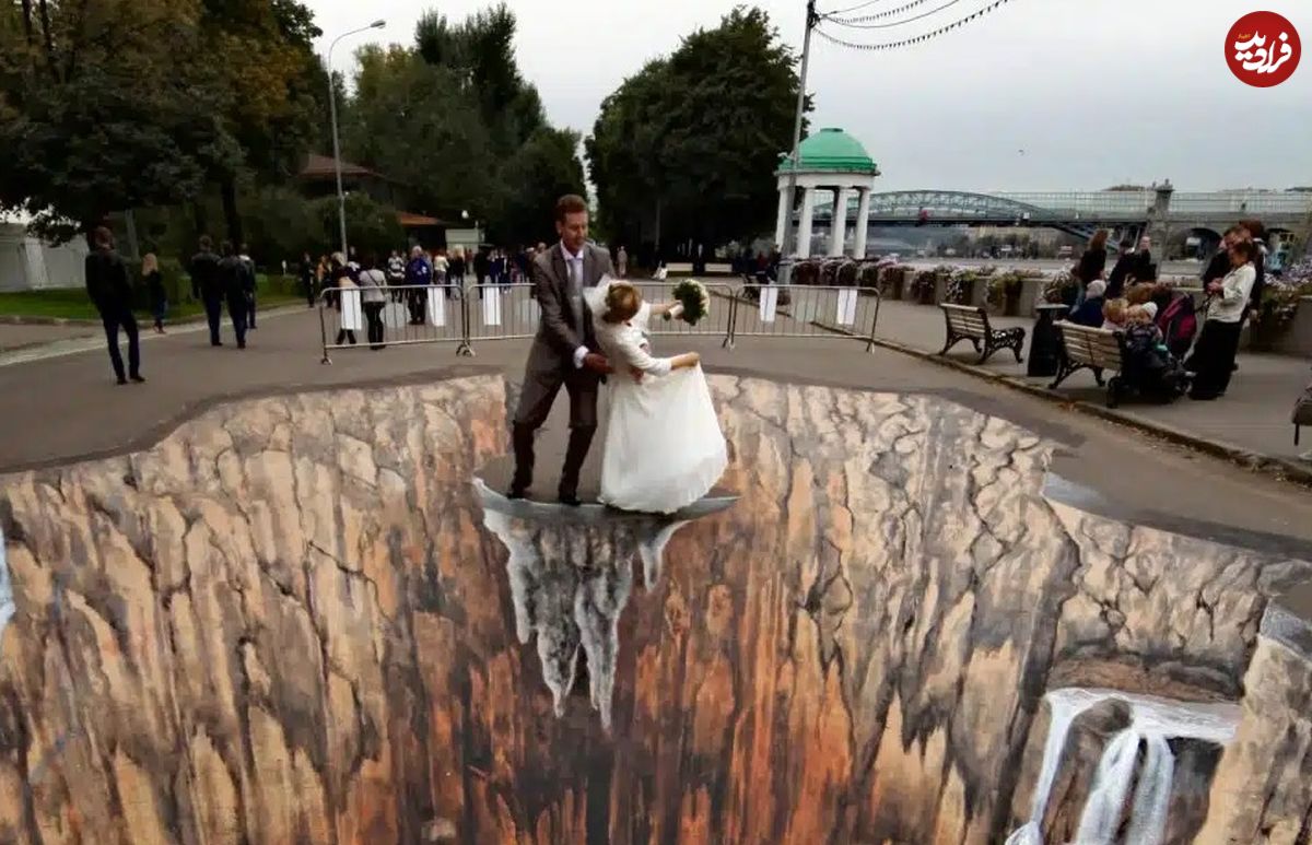 تصاویر؛ هنر خیابانی؛ شاهکارهای هنرمند آلمانی که خیابان‌ها را به درّه‌های عمیق تبدیل می‌کند