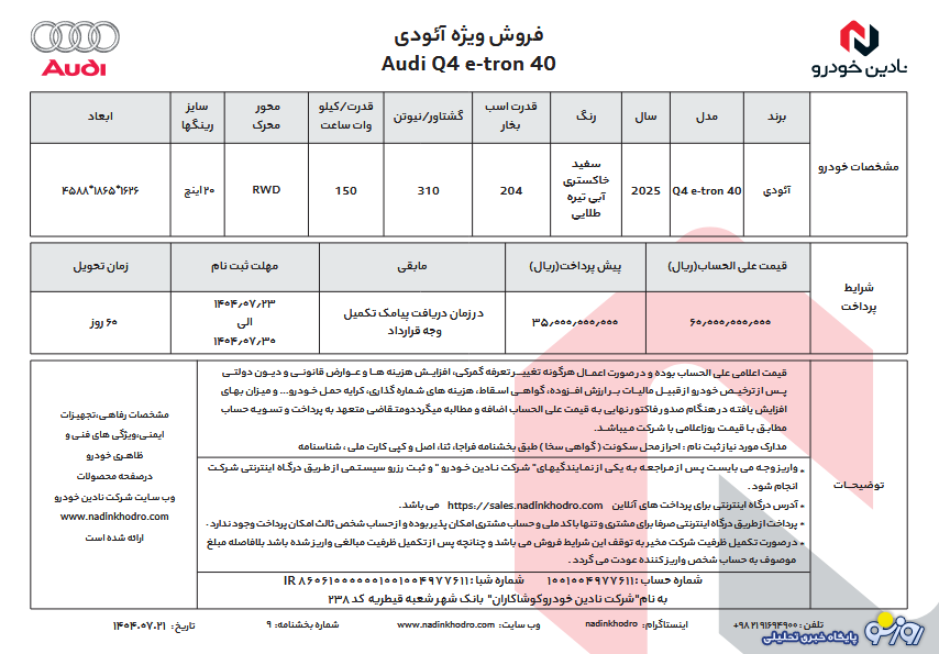 آغاز فروش ویژه محبوبترین خودروی برقی پریمیوم آلمانی در ایران آغاز فروش ویژه محبوبترین خودروی برقی پریمیوم آلمانی در ایران