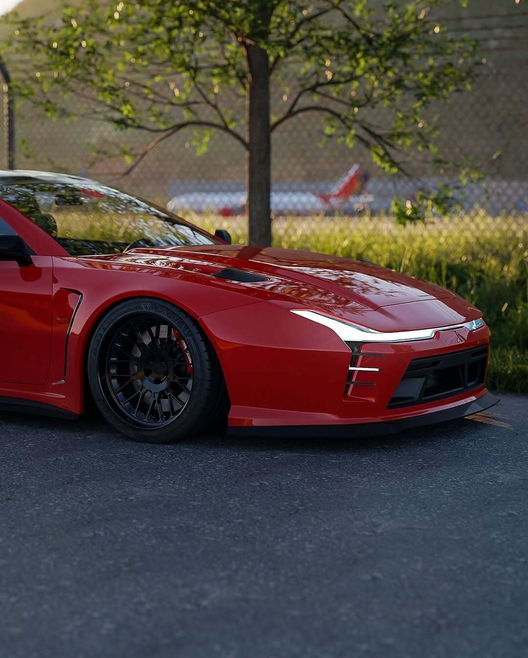 تصویری کامپیوتری و رندر شده از طرح مفهومی میتسوبیشی ۳۰۰۰GT با بازطراحی مدرن، بدنه عریض، چراغ‌های LED و رینگ‌های مشکی، که توسط روستیسلاو پروکوپ به عنوان یک سوپر GT برای سال ۲۰۲۵ بازآفرینی شده است.