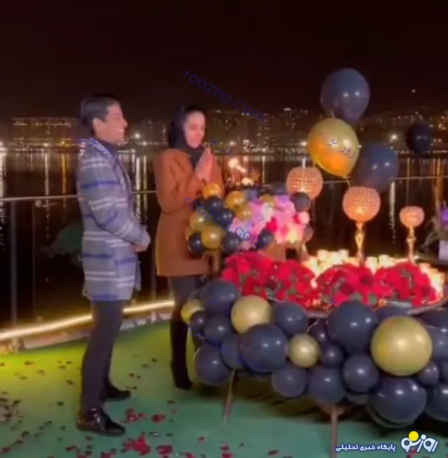 جشن تولد فوق لاکچری مهدی قائدی برای همسرش + عکس و فیلم