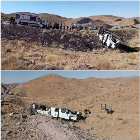 واژگونی اتوبوس روستای ممند
