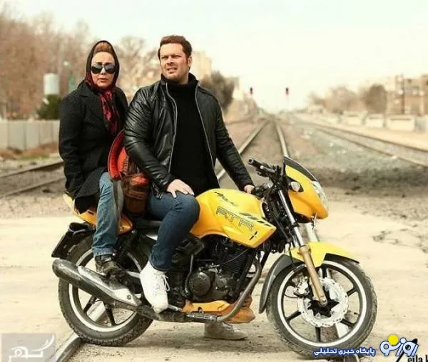 پژمان بازغی،بهنوش بختیاری را سوار موتورش کرد +عکس