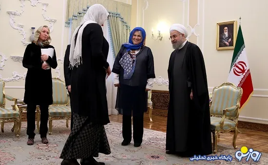 دیدار زن بلند قد با رییس جمهور ایران + عکس