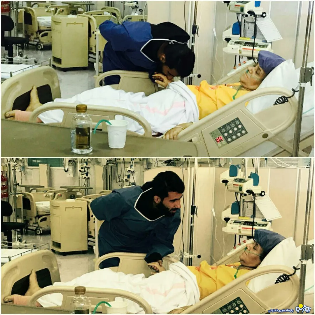 بوسه بازیکن پرسپولیس بردست مادر مریضش +عکس