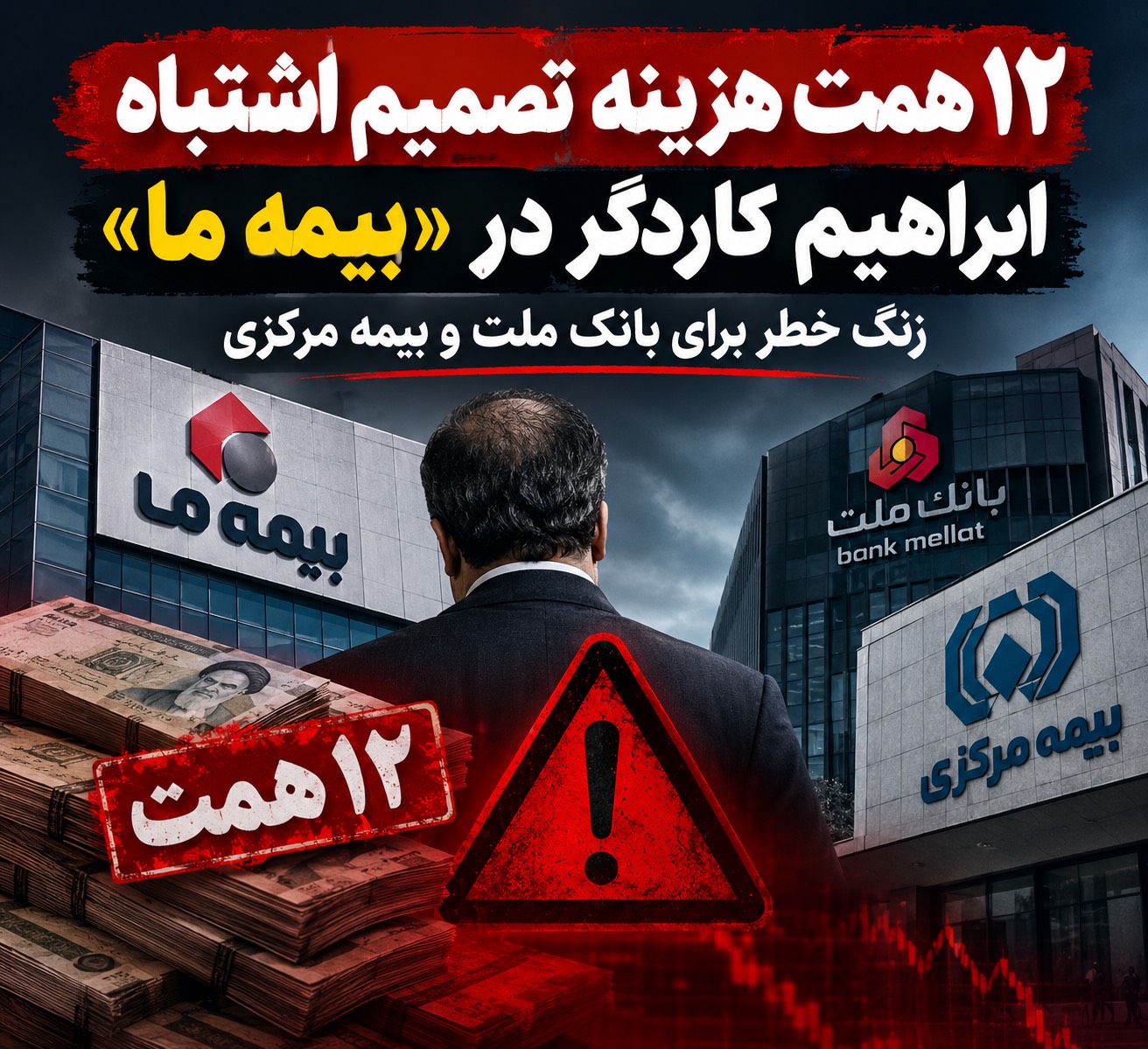 ۱۲ همت هزینه یک تصمیم اشتباه در «بیمه ما»/زنگ خطر برای بانک ملت و بیمه مرکزی